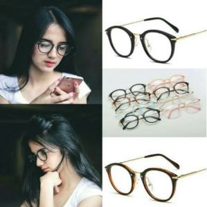 Frame Kacamata Korea Bulat Lensa anti radiasi + Lensa minus / plus / silinder untuk pria dan wanita