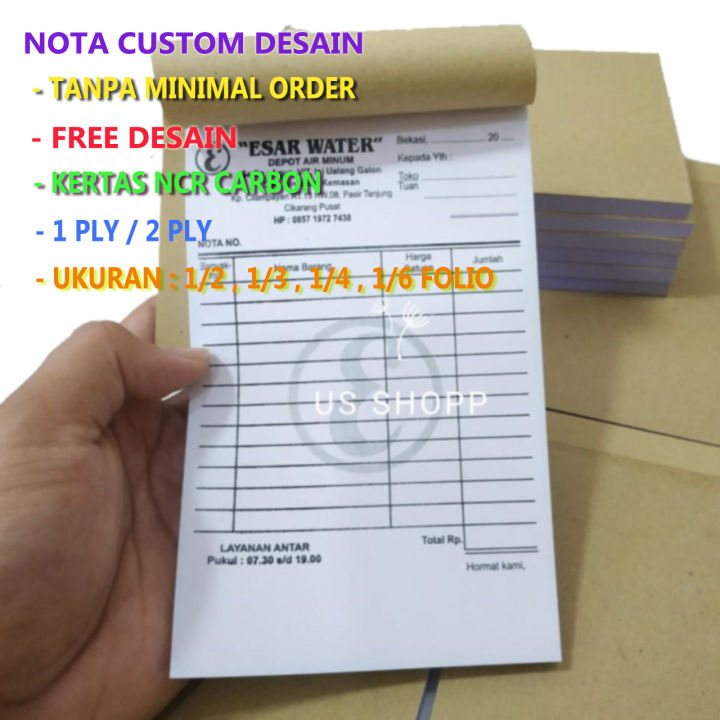 MURAH! NOTA KWITANSI PENJUALAN CUSTOM DESAIN NCR KARBON PLY/RANGKAP BON TOKO WARUNG SURAT JALAN ECERAN