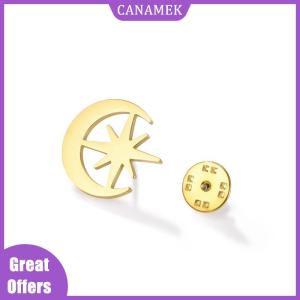CANAMEK✨ Stainless Steel Sun Moon Star Brooch Badge for Women Girls High Quality Lapel Pin Elegant Gift for Anniversary Prom