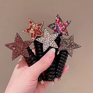 Hair Ties Women Elastic Hair Ties No Crease Spirals Hair TiesPonytail Hair Band Without CreaseRhinestones Hair Ties