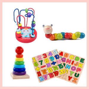 บล็อกไม้ 100+ ชิ้น ของเล่นเสริมพัฒนาการ ของเล่นเด็ก ของเล่นไม้เสริมพัฒนาการ บล็อคไม้สร้างเมือง