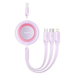 🌟 SG READY STOCK 🌟 3119) Baseus 3 in 1 USB Cable Fast Charging Cable Retractable Data Charger Cable for 13 12 Pro Max Mini Type C Micro M+L+C 3.5A 1.2m