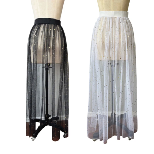 Tàu vải tuyn màu đen sành điệu cho các cô dâu tìm cách làm một tuyên bố đám cưới dài chạm đất vải tuyn overskirt cho phụ nữ