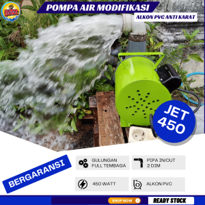 jual pompa air modifikasi type jet 450 alkon pvc anti air debit air besar cocok untuk kolam ikan koi ready stock siap kirim