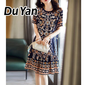 Du Yan ชุดสตรี Retro เดรสสำหรับคณแม่ชุดราตรีชุดเดรสลายดอกไม้