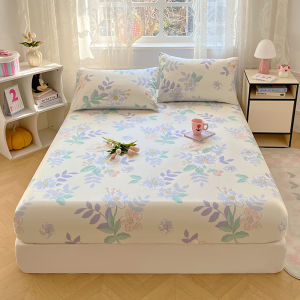 【Super low price】Cute Heart Print Fitted Sheet 100% Cotton King Queen Size Mattress Cover Soft Comfortable Single Double Elastic Bed Sheets 1 Pc