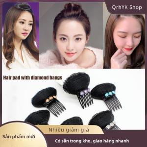 Hàng có sẵn✨ Rhinestone vô hình Fluffy Sponge tóc Clip phía trước dòng tóc khối lượng cơ sở Puff đệm tóc Bun tóc tạo kiểu tóc kẹp tóc