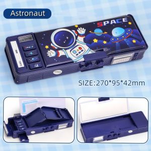 Multifunctional Capibara Pencil Case Double Layer with Password Lock Stationery Box Large Capacity