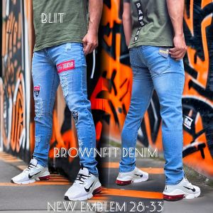 Celana Biker Jeans Pria Panjang Bawahan Cowok Emblem Ripped Washing Terlaris