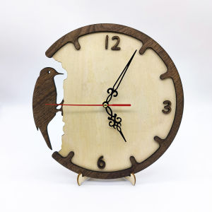 Creative Woodpecker Wooden Clock Made Of Natural Wood Suitable For Birthday Gifts Christmas Gifts Interior Decorations