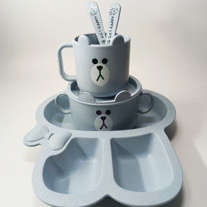 Piring Anak Set Peralatan Makan Bayi Karakter Bebek Duck Tableware Feeding Set Wheat Fiber DOVANA