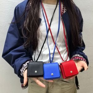 GESTURE หนัง PU กระเป๋าหูฟังแบบคล้องคอ รูปสี่เหลี่ยม แบบพกพา กระเป๋าเหรียญขนาดเล็ก กระเป๋าเงิน ที่ใส่บัตร กระเป๋าลิปสติกแบบมีเชือก ผู้หญิง