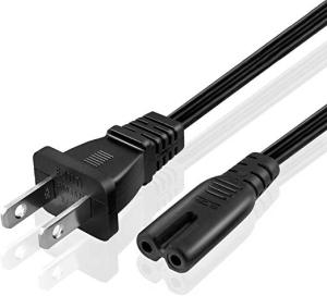 Universal Power Cable 2 Prong AC Wall Cable for LED LCD TV Samsung LG Sharp Canon Pixma Hp Brother Epson Lexmark Printer Ps2 Ps3 Slim Ps4 Dell Sony Asus Toshiba Power Cord