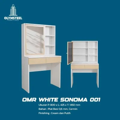 Meja Rias Besi Olymsteel Minimalis Putih Sonoma Olymsteel