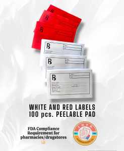 White and Red Labels for Pharmacy PEELABLE PAD