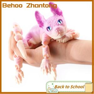 Behoo 3D Printed Sphynx Cat Animal Toy Realistic Hairless Figurine Cat Fidget Toy For Cat Lover Collector Home Decoration