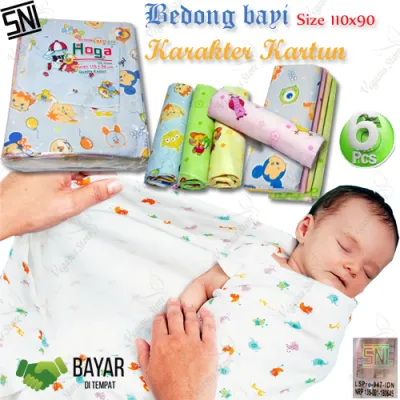 12Pcs Bedong bayi Selimut Karakter Kartun Baby Star Selimut 110x90cm BabyStar SNI-Vegasus Store(COD)