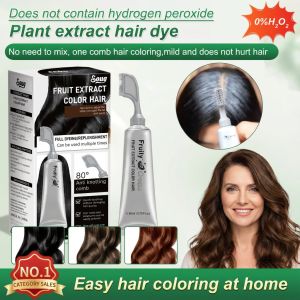 【Hair Dye With Comb】One Comb To Dye Fruit Extract Hair Dye Covering Gray Hair Not Harm Scalp Gentle Nourshing Hair roots Healthy Hair Coloring Cream With Comb