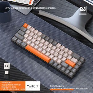 Wireless Bluetooth Mechanical Keyboard with USB-A and Type-C Dongle Insert Portable Battery 68 Keys Compact Keyboards (No Backlight)
