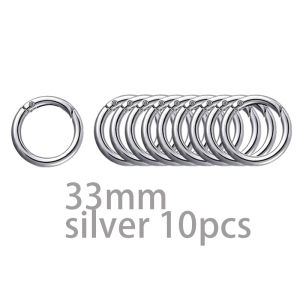 10Pcs 33mm Metal Spring O Rings Clip KeychainRound Carabiner Clips Leather DIY Crafts