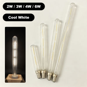 T20 Tubular LED Filament Bulb E14 Base Vintage Retro Glass Lamp 2W 3W 4W 6W Warm Cool White 220V 240V Non Dimmable Decorative Tube Light For Chandelier Wall Sconce