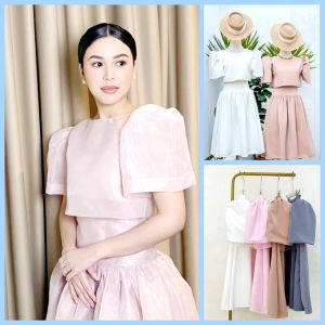 Modern Filipianiana Graduation Wedding Anniversary Birthday Puff Sleeves top and Skirt Set Terno Coordinates - xs to large - classy and elegant - timeless top - casual or party top - classic top - super kapal ng tela - hindi kayo magsisi - our aim is t
