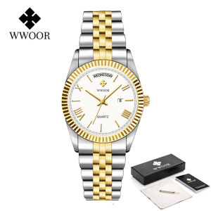 WWOOR New Men Watches Luxury Fashion Brand Men Quartz Wristwatch Stainless steel Waterproof Military Clock