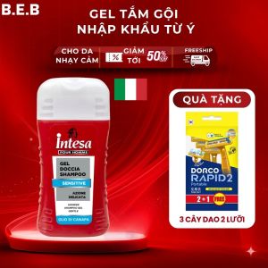 Sữa Tắm Gội Dạng GEL 250ml Thương Hiệu Intesa Cao Cấp Từ Ý TẶNG KÈM Dao Cạo Râu Hàn 2 Lưỡi