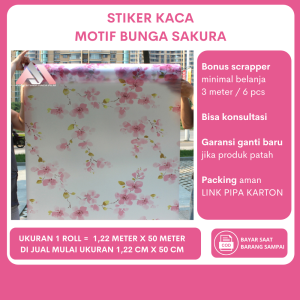 Sticker Stiker Kaca Film Motif Bunga Sakura Jendela Cermin Kacafilm Wallpaper Rumah