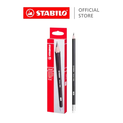 STABILO 4906 Graphite 2B Pencil With Eraser Tip (Box of 12) - Great for Sketching Writing and Drawing