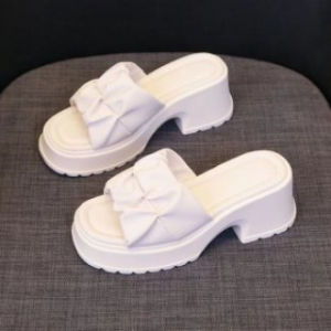 [Free Shipping] New WomenS Slippers 6Cm High Heels Versatile Design With A Single Strap Thick Sole Suitable For Summer Wear And Featuring A Chunky Heel