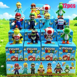 12PCS Mario Doll Super Mario Brothers Handmade Decoration Blind Princess Model Ornaments Small Toy Gift