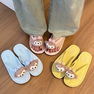 ER52858 ตุ๊กตาดัน รองเท้าแตะชายหาด ป้องกันการลื่น การ์ตูน รองเท้าแตะเชอร์รี่เมย์ หวาน รองเท้าพื้นนุ่ม รองเท้าแตะแบบคลิปสำหรับผู้หญิง ฤดูร้อน