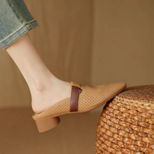 Free Shipping 2026 Mueller Slippers New Style Pointed-Toe Summer Hollowed-Out Breathable WomenS Shoes Closed-Toe Half Slippers