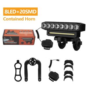 2026 5/8 LED Bike Front Light Cycling Headlight with 120dB Horn 6 Lighting Modes MTB Road Bicycle Bell Front Light Easy to Install