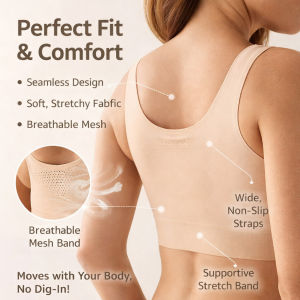 Ultra Thin Compression Bra Nude Seamless Minimizer Anti Sagging Wide Strap Bralette With Padded Cups Anti Peep Technology For Full Bust Support Comfort Everyday Wear