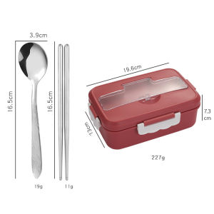 Hộp cơm văn phòng 3 ngăn cao cấp  800-1000ml dùng được trong lò vi sóng--kèm muỗng đũa inox-NIEVE