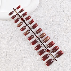 Nail - Bộ móng giả 24 móng họa tiết hoa và ánh kim loại phù hợp cho trang trí móng tay đi chơi dự tiệc sang trọng xinh xắn