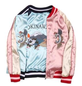 Áo Khoác Sukajan Jacket Cho Nữ Áo Khoác Bomber thêu mặc được 2 mặt Đồng Phục Bóng Chày Thời Trang Đường Phố Áo Khoác Nữ Áo Khoác Thêu