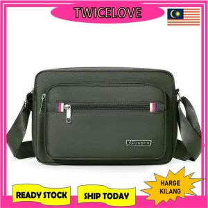 TWICELOVE MALAYSIA Quality Casual Man Men Sling Bag Messenger Bag Crossbody Bag Shoulder Bag Beg Sandang Beg Silang Lelaki Bags Blue Selempang Sport Waist Bag Crossbody Sling Bag For Man and Woman Crossbody Handbag Big Zip Bag Big Crossbody Bag Sling Beg