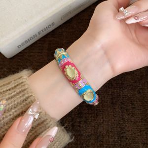 MIIQNUS Tráng men hoa Vòng tay Cloisonne cổ điển Đá mắt mèo Truyền thống Vòng tay hoa Trung Quốc Phong cách Bohemian Dân tộc Vòng tay nữ Quà tặng cho phụ nữ và các bạn gái.