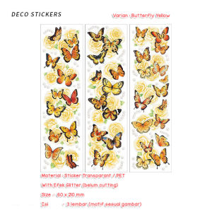 STICKER STIKER SETIKER JOURNALING PET TRANSPARANT KUPU KUPU CLASSIC RETRO AESTHETIC ISI 3 LBR GLITTER HOLOGRAM