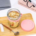 Happy กล่องใส่อาหารเช้า 350ml ใส่ข้าวโอ๊ต ซีเรียล มีช้อนพร้อมฝาปิด Oats Containers. 
