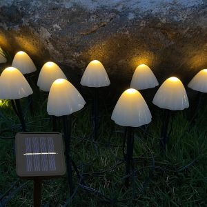 OSQ 10 LED Solar Mushroom Light Solar Powered Garden Light Mini Mushroom String Light for Decoration