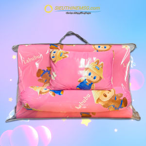 Combo Nệm Em Bé Labubu 3 món dành cho bé đi học có túi đựng - Foam mềm mại êm ái - Á Châu