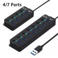 Usb 3.0 Hub Super High Speed Multi Usb Hub 4 Port / 7 Port Expander For PC Computer Accessories Laptop. 