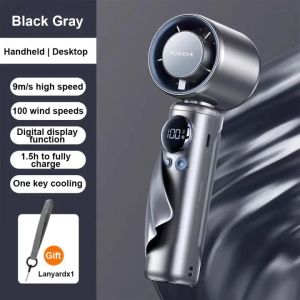 Bonirta : 4000mah Mini Fan Portable Rechargeable Strong Wind Handheld Fan 100 Gear Wind Speed Fan Mini Electric Fan Digital Display Adjustable Turbo Portable Handheld Fan Pocket Fan