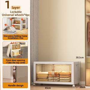 Folding Storage Box Cabinet Wardrobe Transparent Double Door Foldable Home Clothes Snacks Storage Cabinet
