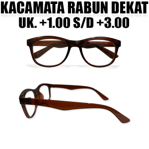 Kacamata Baca Full Plus Dengan Model Oval Tersedia ukuran +1.00 sampai +3.00 Frame Coklat Bahan Plastik