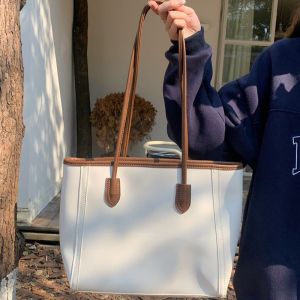 Korean New Arrival Simple Retro Large Capacity Zipper Commuter Tote Bag Women High Quality Shoulder Bag